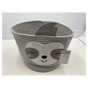 Huntington Home Sloth Animal Rope Storage Basket Gray 12x12x10 Nursery Toy Bin